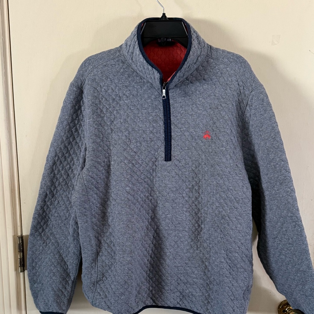 Brooks Brothers Blue Textured Zip-Up Sweater